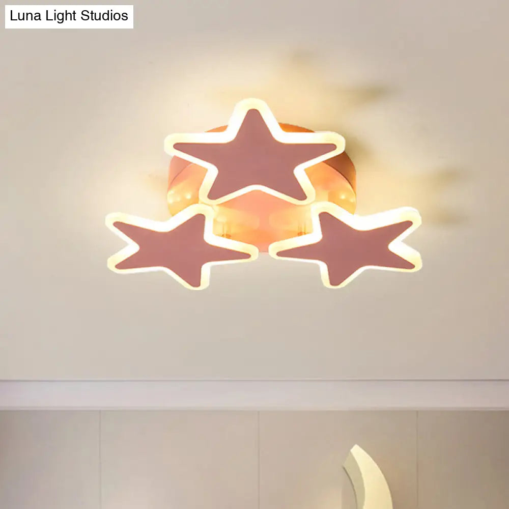 Lámpara de techo DecorBites™ DecorBites™ con forma de estrella LED rosa de dibujos animados - Montaje empotrado en acrílico para iluminación de dormitorio