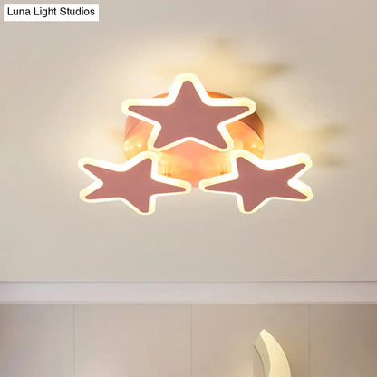 Lámpara de techo DecorBites™ DecorBites™ con forma de estrella LED rosa de dibujos animados - Montaje empotrado en acrílico para iluminación de dormitorio