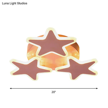 Lámpara de techo DecorBites™ DecorBites™ con forma de estrella LED rosa de dibujos animados - Montaje empotrado en acrílico para iluminación de dormitorio