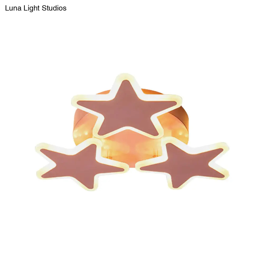 Lámpara de techo DecorBites™ DecorBites™ con forma de estrella LED rosa de dibujos animados - Montaje empotrado en acrílico para iluminación de dormitorio