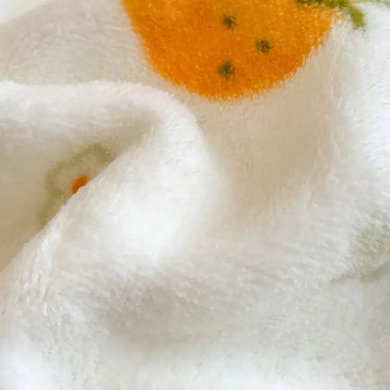 White plush decorbites cartoon printed lamb wool dog blanket with soft orange citrus design for bedroom or sofa use