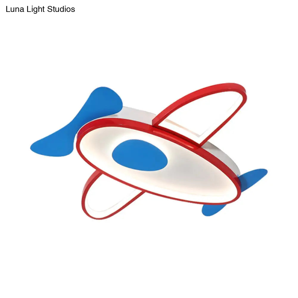 DecorBites™ Cartoon Propeller Plane LED Ceiling Light for Kids' Bedroom in Red & Blue