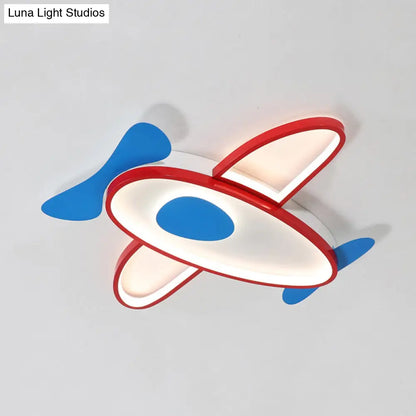 DecorBites™ Cartoon Propeller Plane LED Ceiling Light for Kids' Bedroom in Red & Blue