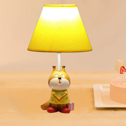 Cartoon Red/Yellow Dog Resin Task Lamp for Study Rooms: Head Reading Light with Spotted Fabric Shade