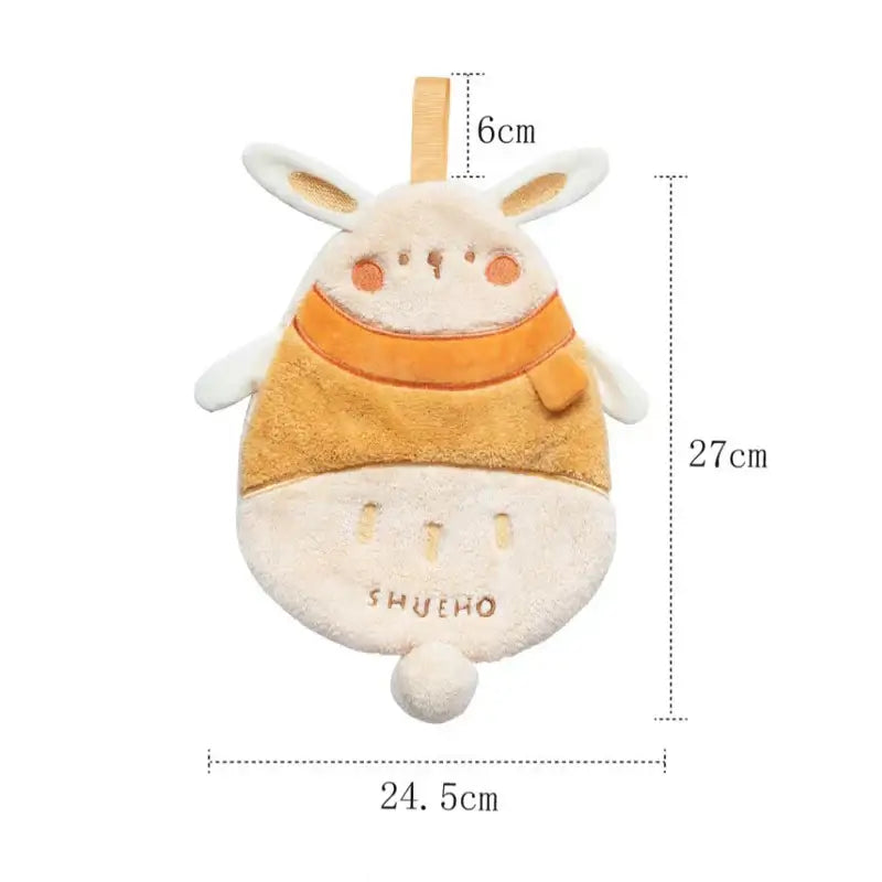 Cute cream and orange plush bunny shaped hand towel with embroidered details from decorbites cartoon sloth hand towels set