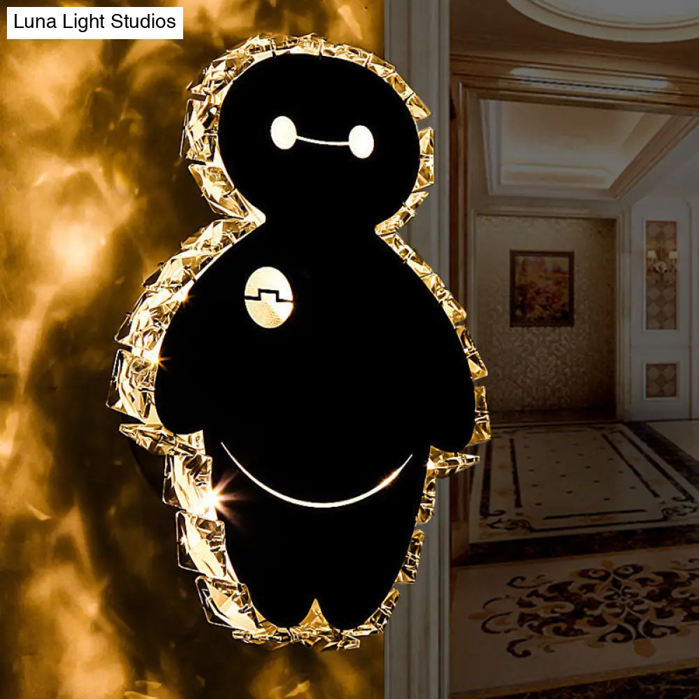 DecorBites™ Cartoon Snow Man Wall Mount Light Fixture with Chrome Finish, LED Bedroom Lighting in Warm/White Light