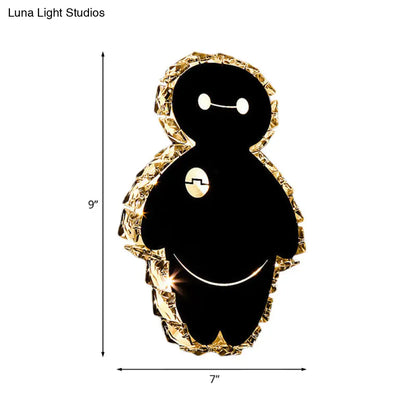 DecorBites™ Cartoon Snow Man Wall Mount Light Fixture with Chrome Finish, LED Bedroom Lighting in Warm/White Light