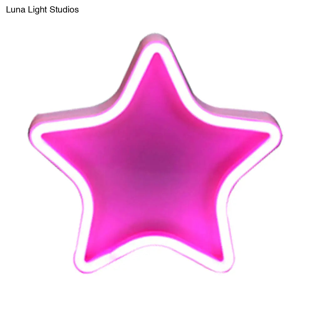 Lámpara de noche LED con forma de estrella de dibujos animados para habitación de niñas con pantalla de plástico