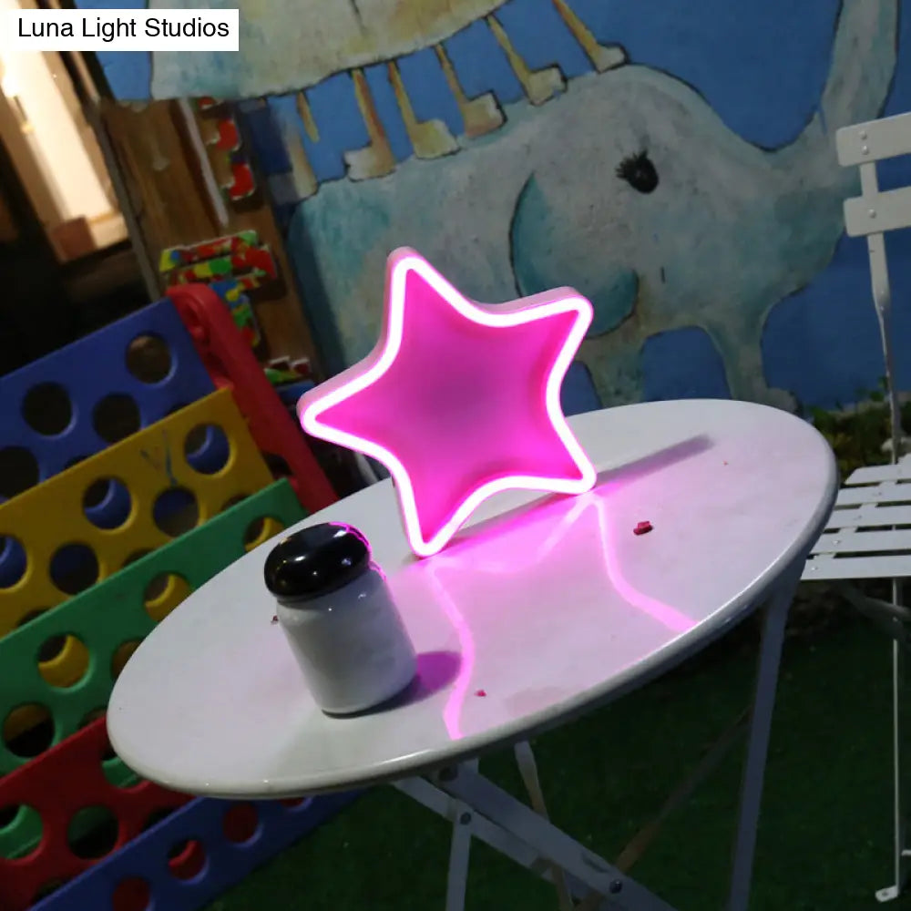 Lámpara de noche LED con forma de estrella de dibujos animados para habitación de niñas con pantalla de plástico