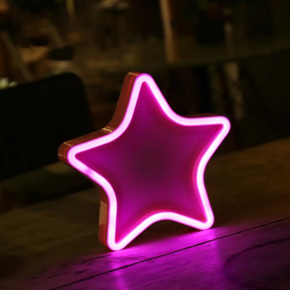 Lámpara de noche LED con forma de estrella de dibujos animados para habitación de niñas con pantalla de plástico
