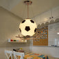 Cartoon Style Black and White Glass Soccer Pendant Light - Bedroom Hanging Lamp