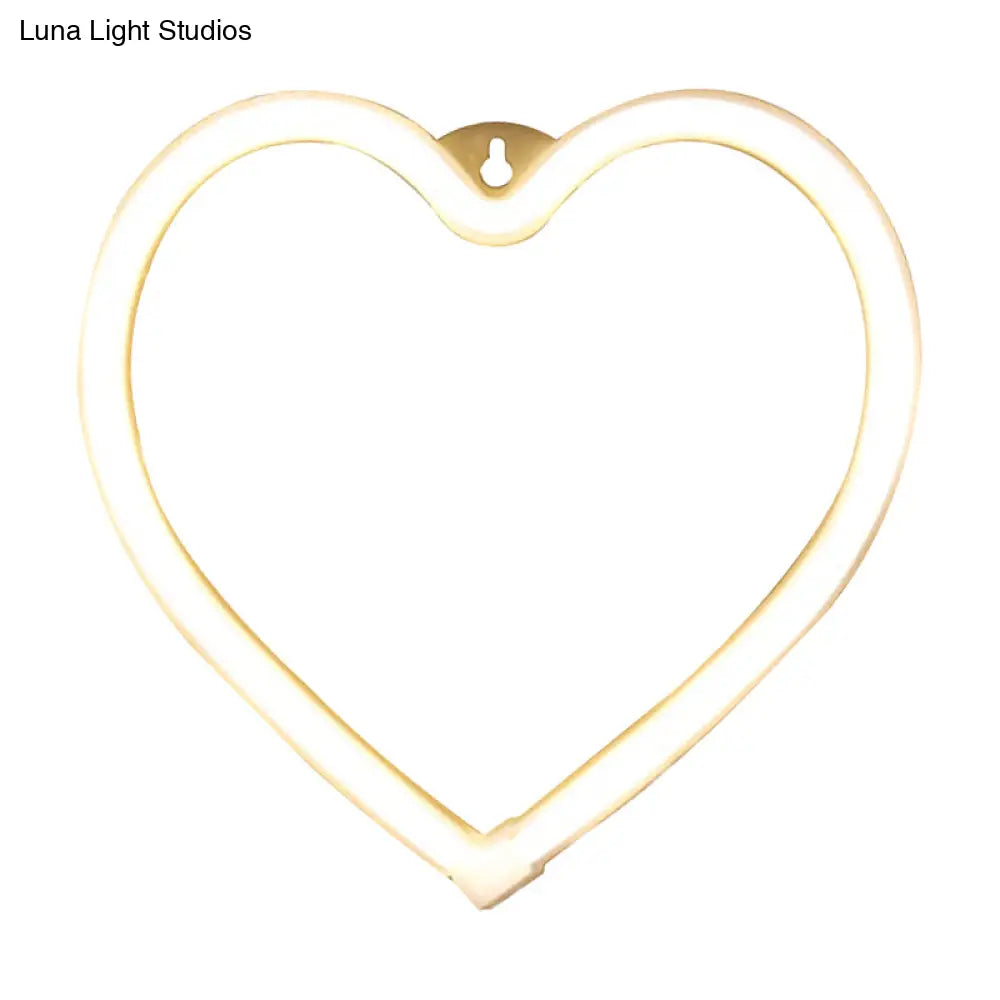 مصباح ليلي LED على شكل قلب بتصميم كرتوني - إضاءة طاولة بجانب السرير باللون الأبيض مع سلك توصيل USB