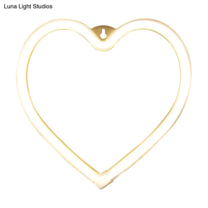 مصباح ليلي LED على شكل قلب بتصميم كرتوني - إضاءة طاولة بجانب السرير باللون الأبيض مع سلك توصيل USB