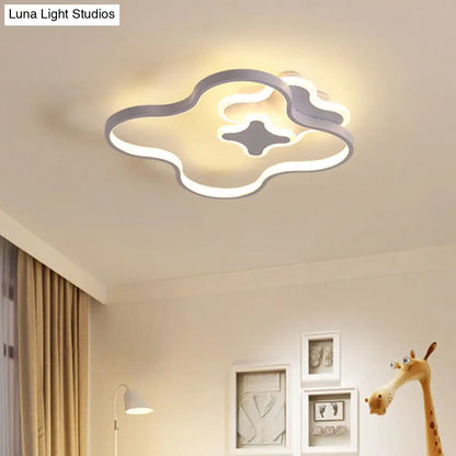 Lámpara de techo empotrada DecorBites™ con forma de trébol, estilo caricatura, LED, acrílica, luz cálida/blanca - Acabado blanco