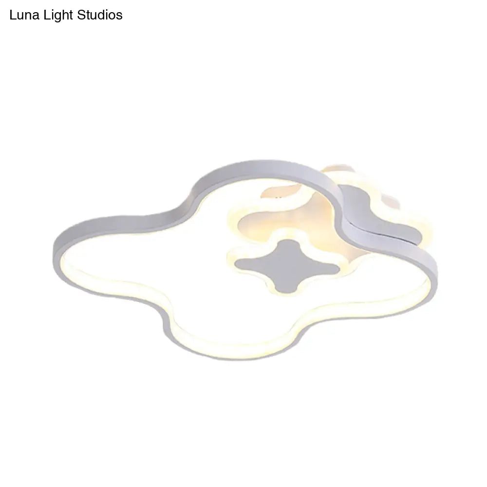 Lámpara de techo empotrada DecorBites™ con forma de trébol, estilo caricatura, LED, acrílica, luz cálida/blanca - Acabado blanco