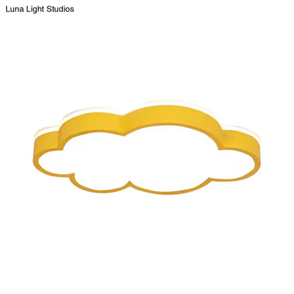 DecorBites™ Cartoon Style LED Pendant Light for Bedroom Ceiling - Yellow/White Cloud Shade, Acrylic and Metal
