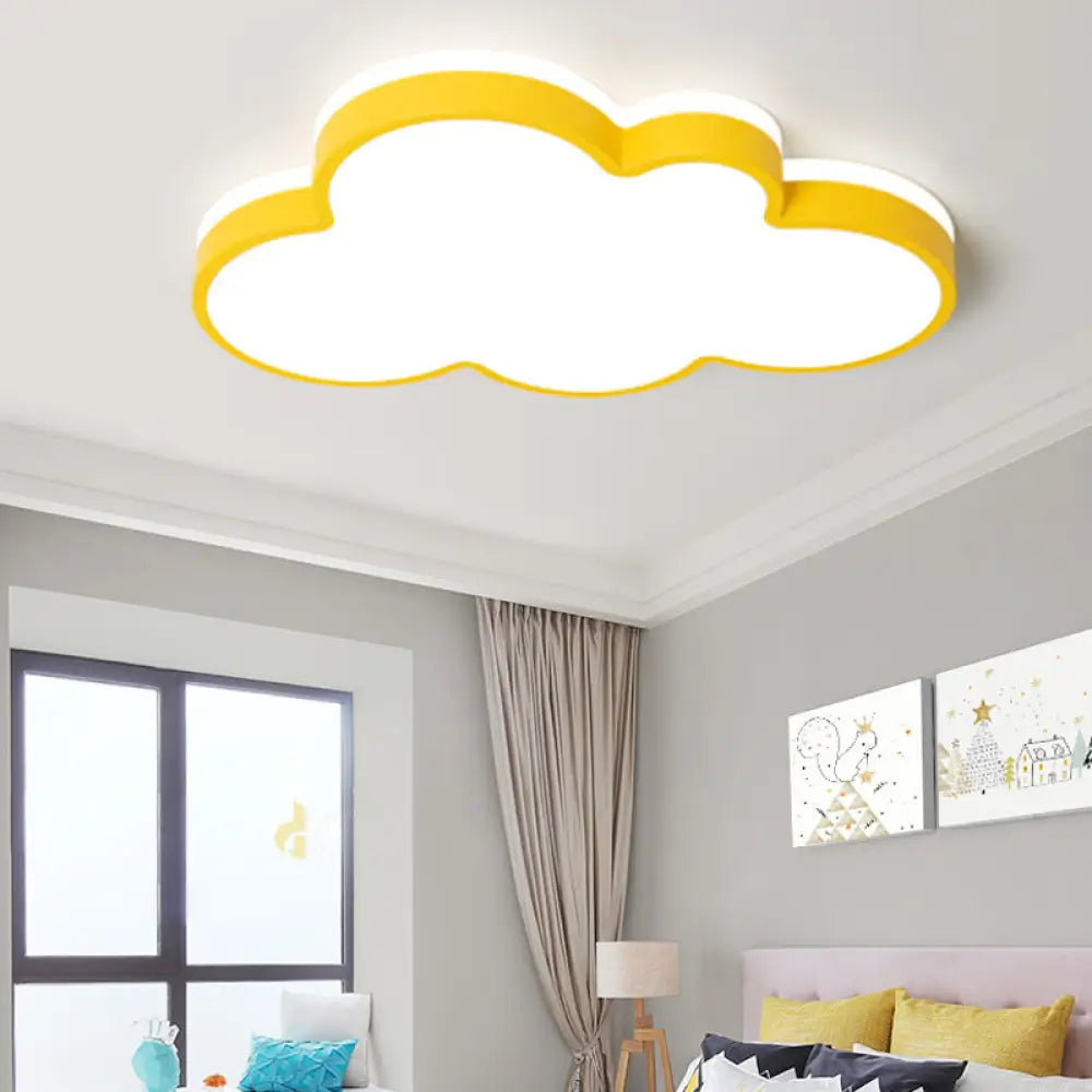 DecorBites™ Cartoon Style LED Pendant Light for Bedroom Ceiling - Yellow/White Cloud Shade, Acrylic and Metal