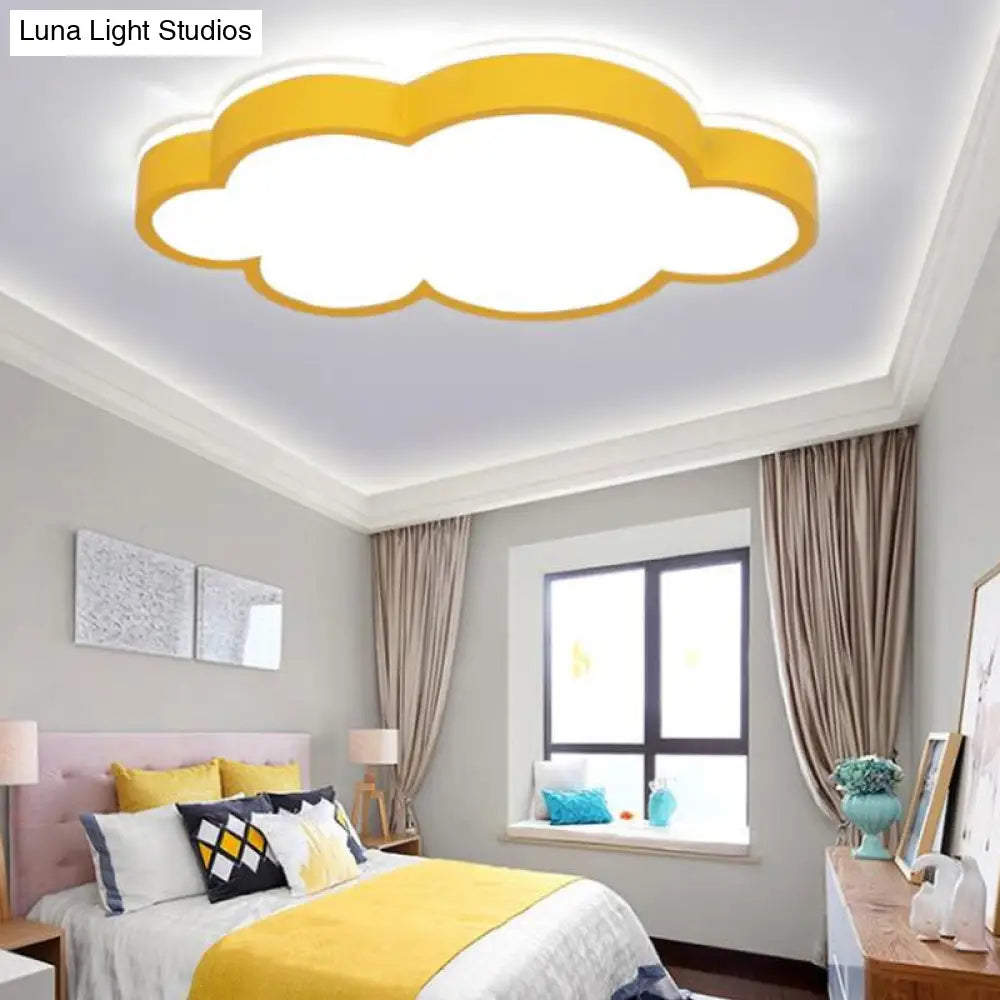 DecorBites™ Cartoon Style LED Pendant Light for Bedroom Ceiling - Yellow/White Cloud Shade, Acrylic and Metal