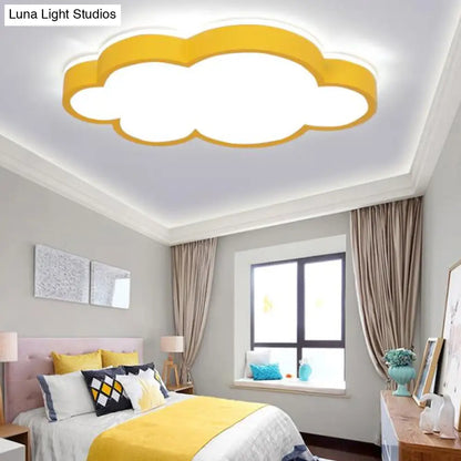 DecorBites™ Cartoon Style LED Pendant Light for Bedroom Ceiling - Yellow/White Cloud Shade, Acrylic and Metal