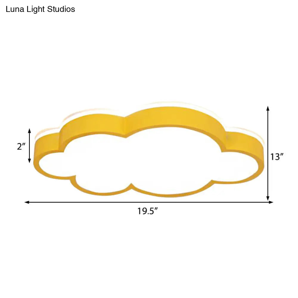 DecorBites™ Cartoon Style LED Pendant Light for Bedroom Ceiling - Yellow/White Cloud Shade, Acrylic and Metal