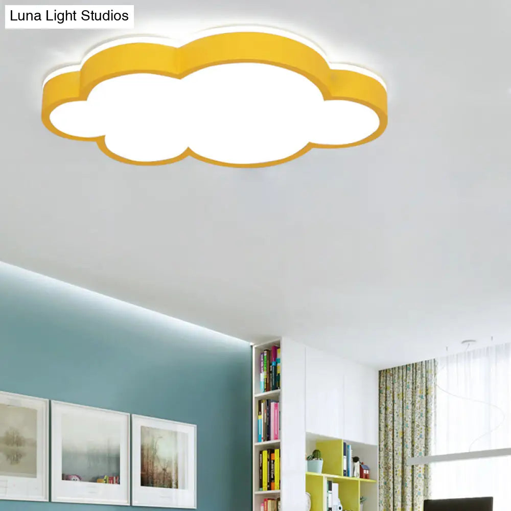 DecorBites™ Cartoon Style LED Pendant Light for Bedroom Ceiling - Yellow/White Cloud Shade, Acrylic and Metal