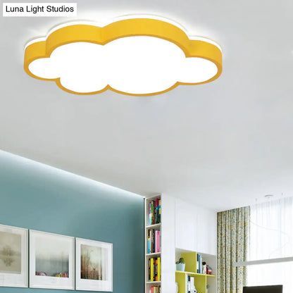 DecorBites™ Cartoon Style LED Pendant Light for Bedroom Ceiling - Yellow/White Cloud Shade, Acrylic and Metal