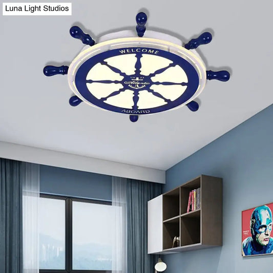 DecorBites™ Cartoon-Style Metal and Acrylic LED Flushmount Ceiling Light - Blue Lighting for Bedroom (White/3 Color Light)