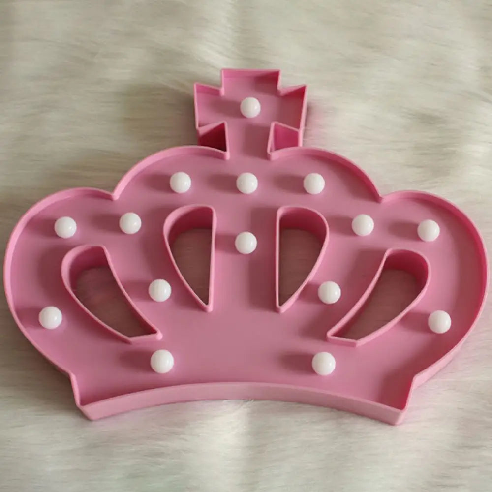 Lámpara de mesilla de noche con forma de corona de plástico estilo caricatura - Luz nocturna LED a pilas