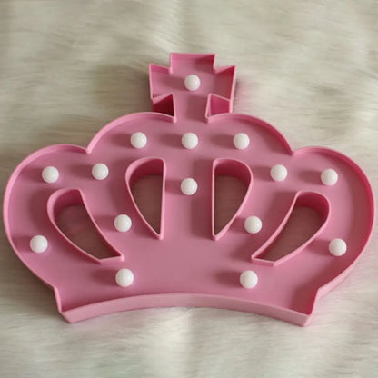 Lámpara de mesilla de noche con forma de corona de plástico estilo caricatura - Luz nocturna LED a pilas