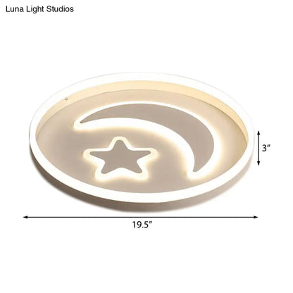 DecorBites™ Cartoon Style Round Acrylic Ceiling Mount LED Lamp in Warm/White Light for Bedroom - Black/White Flush Mount Light