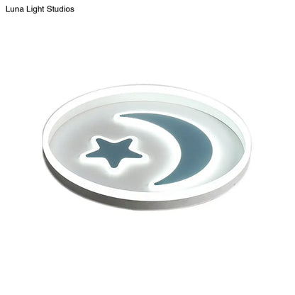 DecorBites™ Cartoon Style Round Acrylic Ceiling Mount LED Lamp in Warm/White Light for Bedroom - Black/White Flush Mount Light