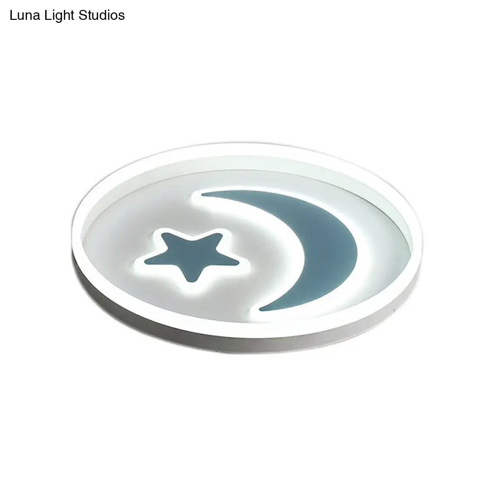 DecorBites™ Cartoon Style Round Acrylic Ceiling Mount LED Lamp in Warm/White Light for Bedroom - Black/White Flush Mount Light