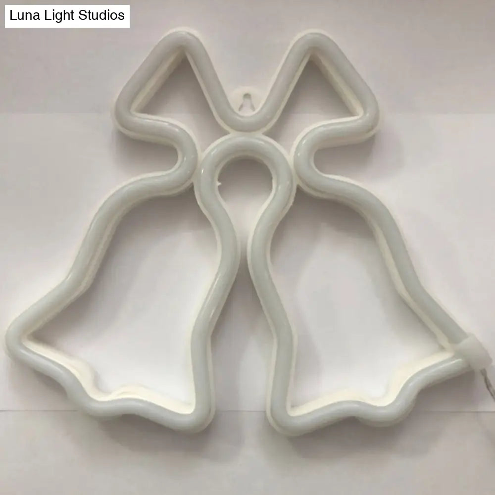 Lámpara de mesilla de noche blanca con cascabeles estilo dibujos animados: Mini lámpara de pared LED de plástico