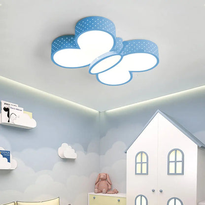 DecorBites™ Cartoon Stylish Butterfly Flush Ceiling Light LED Flush Mount Lamp for Bedroom - Metallic Blue/Pink (Warm/White Light)
