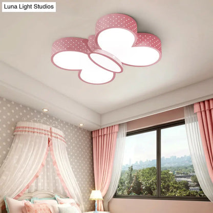 DecorBites™ Cartoon Stylish Butterfly Flush Ceiling Light LED Flush Mount Lamp for Bedroom - Metallic Blue/Pink (Warm/White Light)