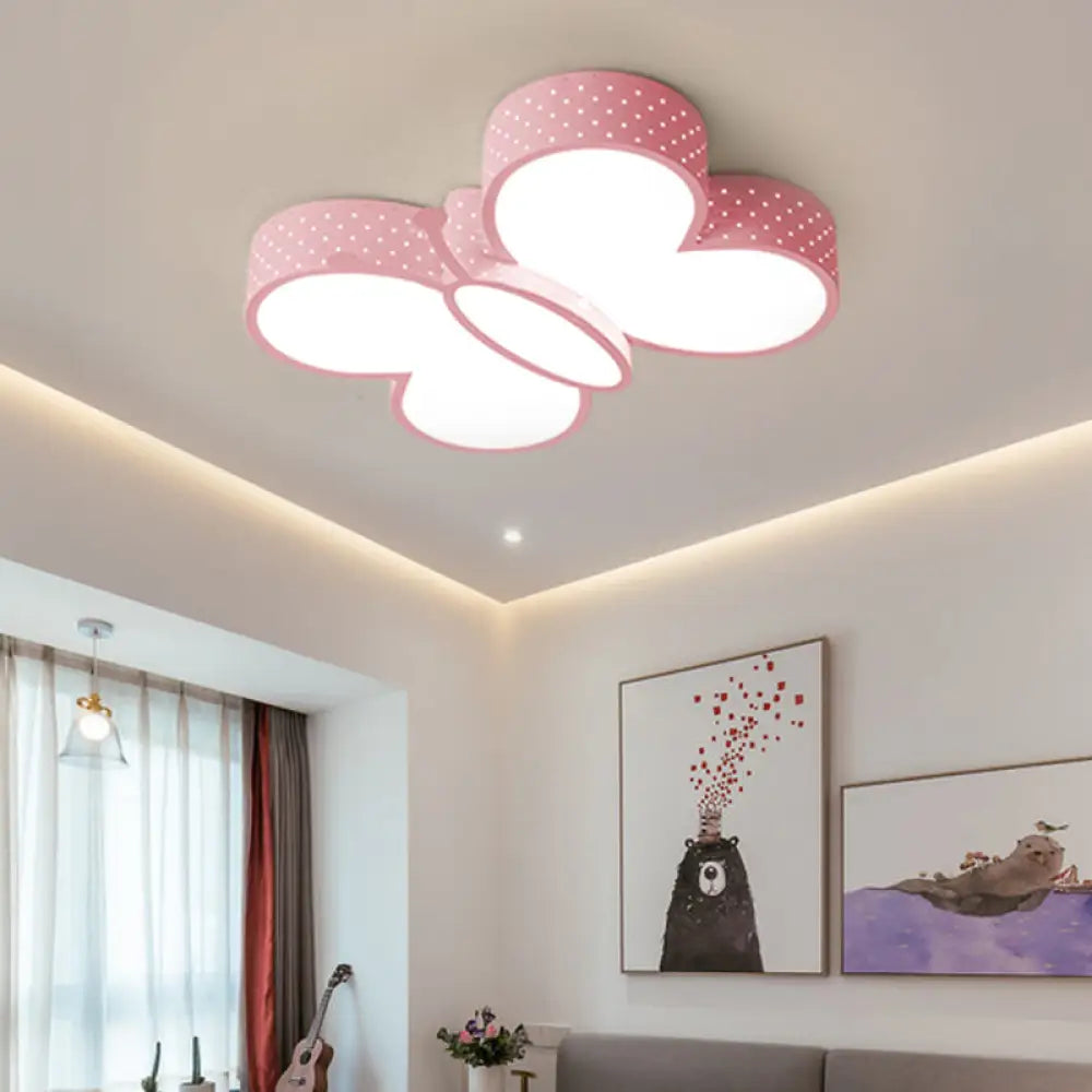 DecorBites™ Cartoon Stylish Butterfly Flush Ceiling Light LED Flush Mount Lamp for Bedroom - Metallic Blue/Pink (Warm/White Light)