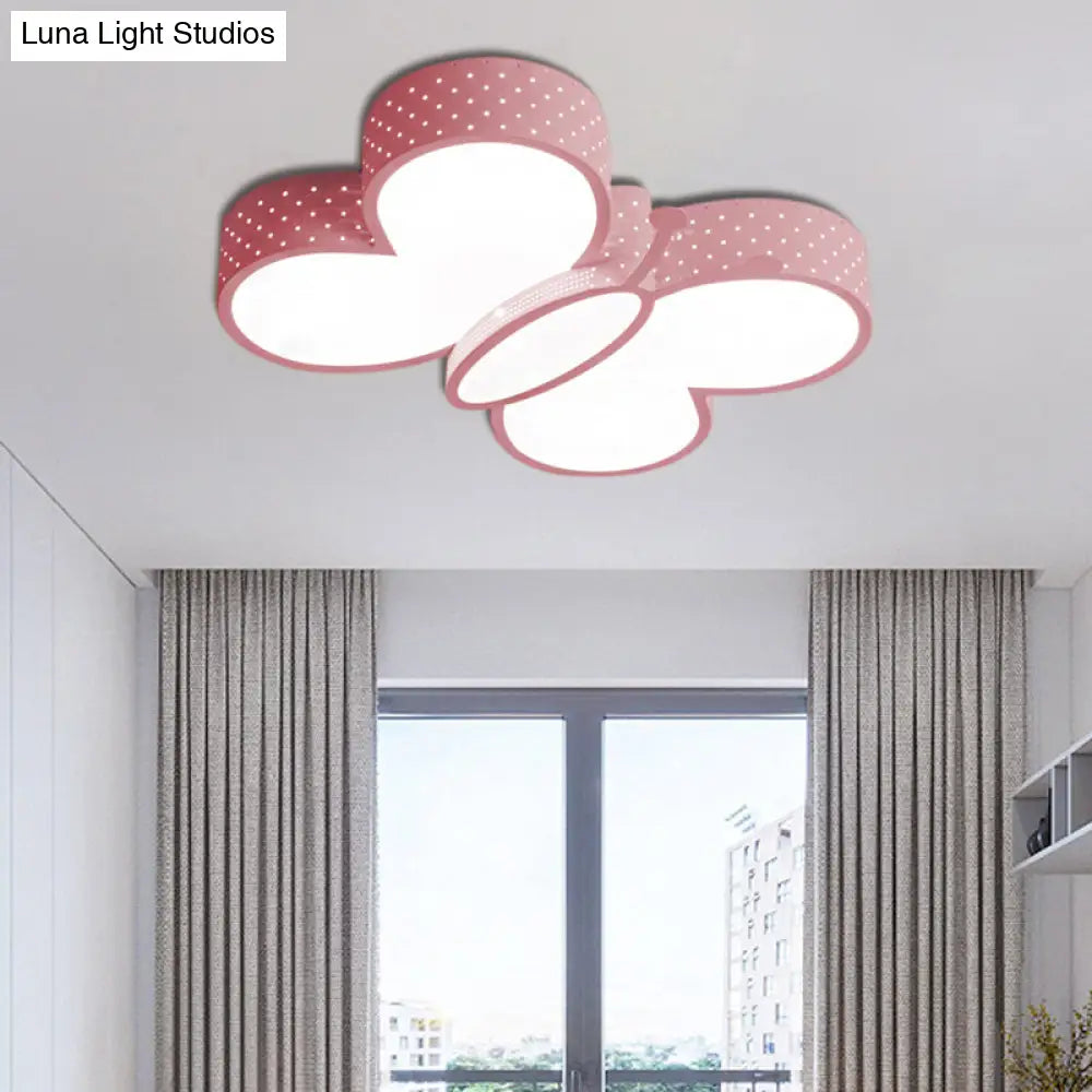 DecorBites™ Cartoon Stylish Butterfly Flush Ceiling Light LED Flush Mount Lamp for Bedroom - Metallic Blue/Pink (Warm/White Light)