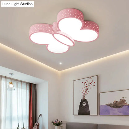 DecorBites™ Cartoon Stylish Butterfly Flush Ceiling Light LED Flush Mount Lamp for Bedroom - Metallic Blue/Pink (Warm/White Light)