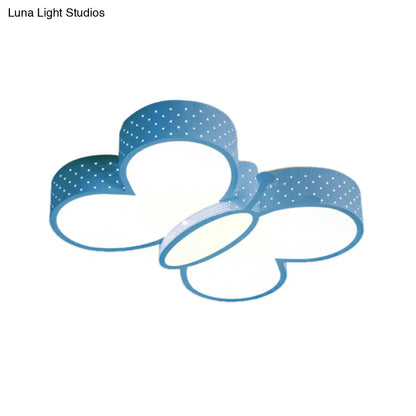 DecorBites™ Cartoon Stylish Butterfly Flush Ceiling Light LED Flush Mount Lamp for Bedroom - Metallic Blue/Pink (Warm/White Light)