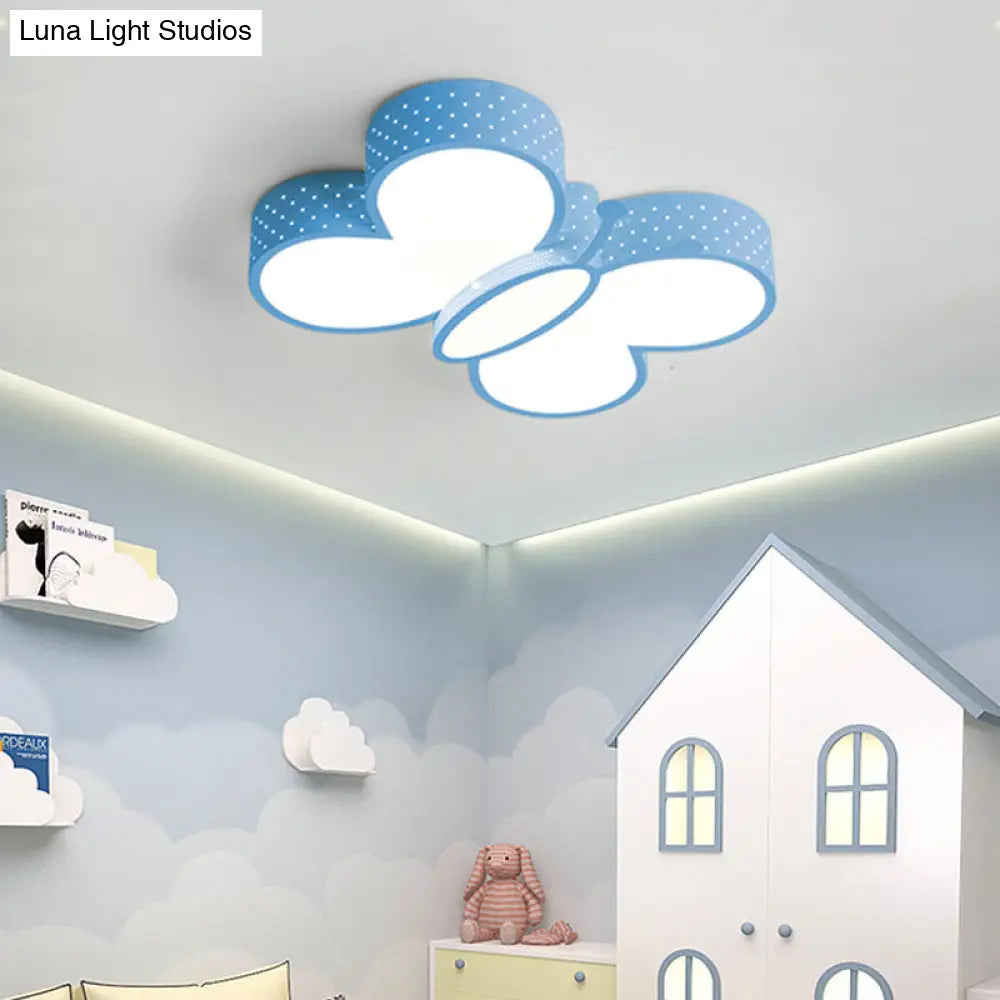 DecorBites™ Cartoon Stylish Butterfly Flush Ceiling Light LED Flush Mount Lamp for Bedroom - Metallic Blue/Pink (Warm/White Light)