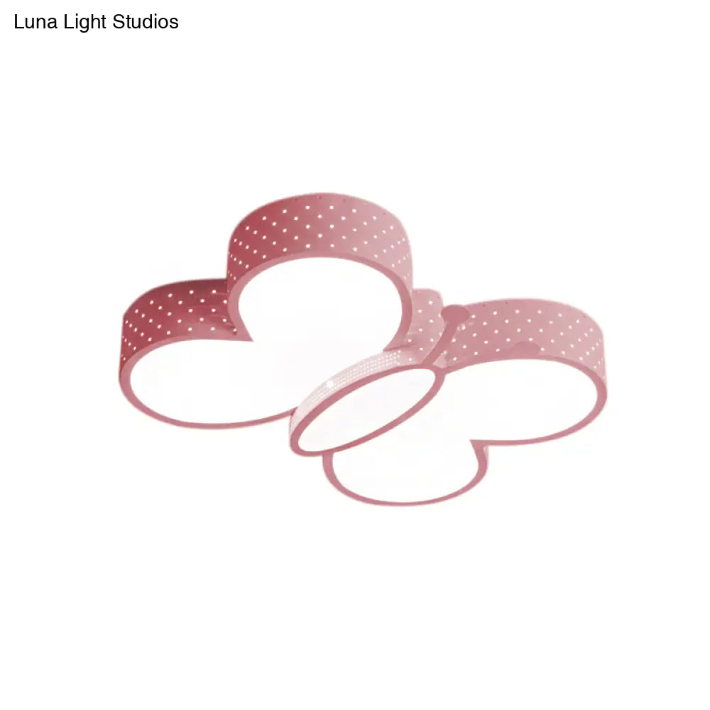 DecorBites™ Cartoon Stylish Butterfly Flush Ceiling Light LED Flush Mount Lamp for Bedroom - Metallic Blue/Pink (Warm/White Light)
