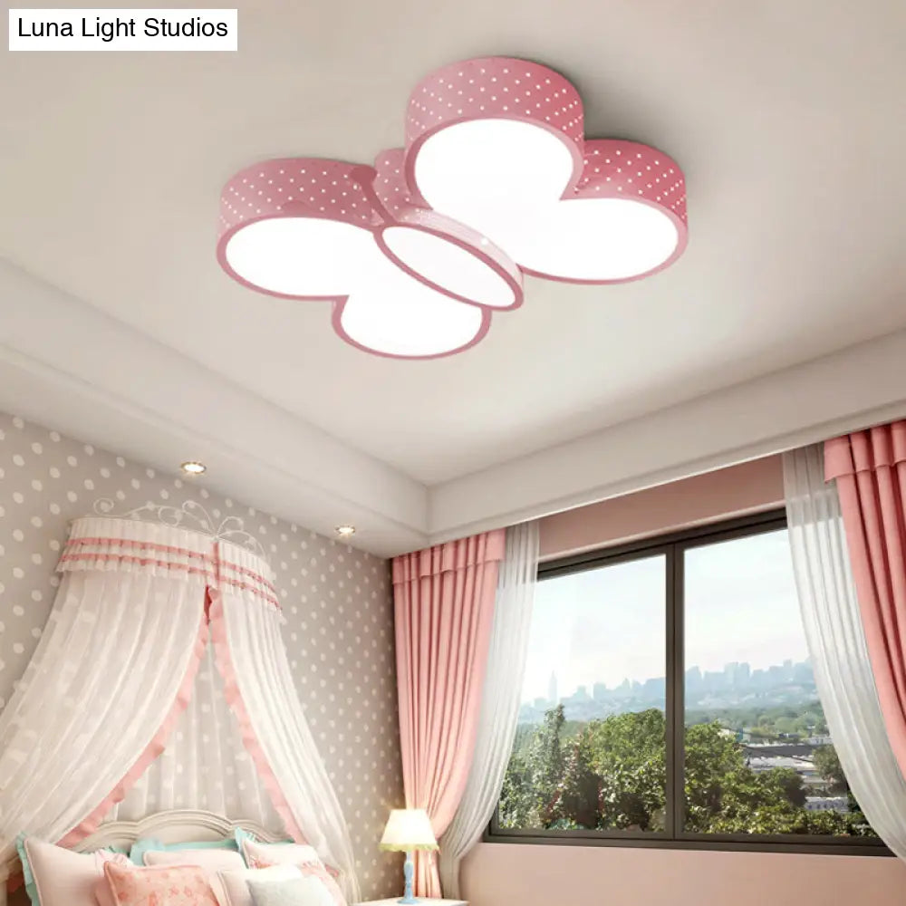DecorBites™ Cartoon Stylish Butterfly Flush Ceiling Light LED Flush Mount Lamp for Bedroom - Metallic Blue/Pink (Warm/White Light)
