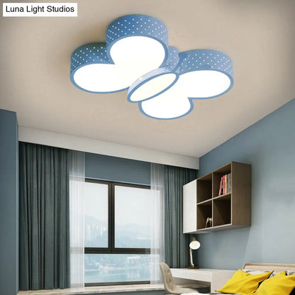 DecorBites™ Cartoon Stylish Butterfly Flush Ceiling Light LED Flush Mount Lamp for Bedroom - Metallic Blue/Pink (Warm/White Light)