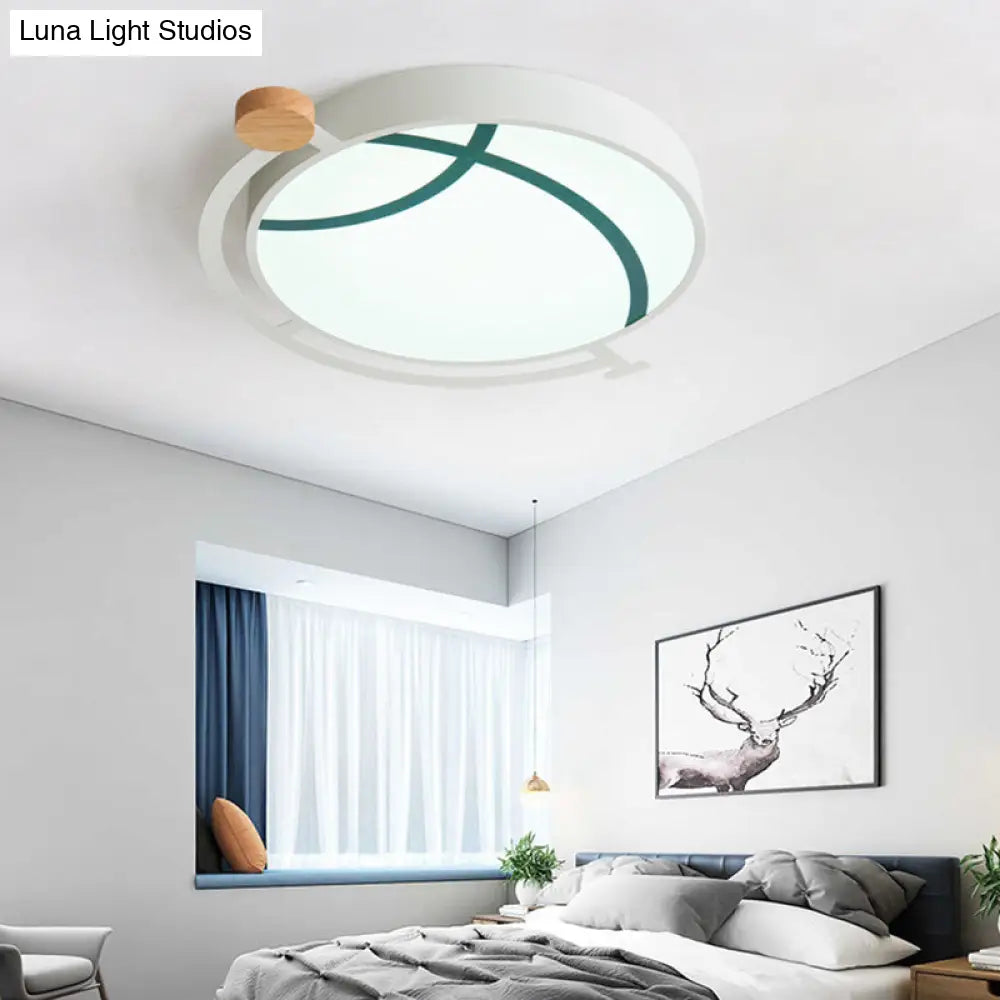 DecorBites™ Cartoon Tellurion Flush Mount LED Ceiling Light in Green/Gray - Acrylic Finish for Bedrooms