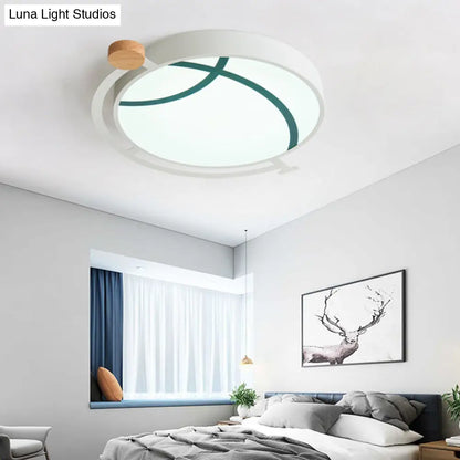 DecorBites™ Cartoon Tellurion Flush Mount LED Ceiling Light in Green/Gray - Acrylic Finish for Bedrooms