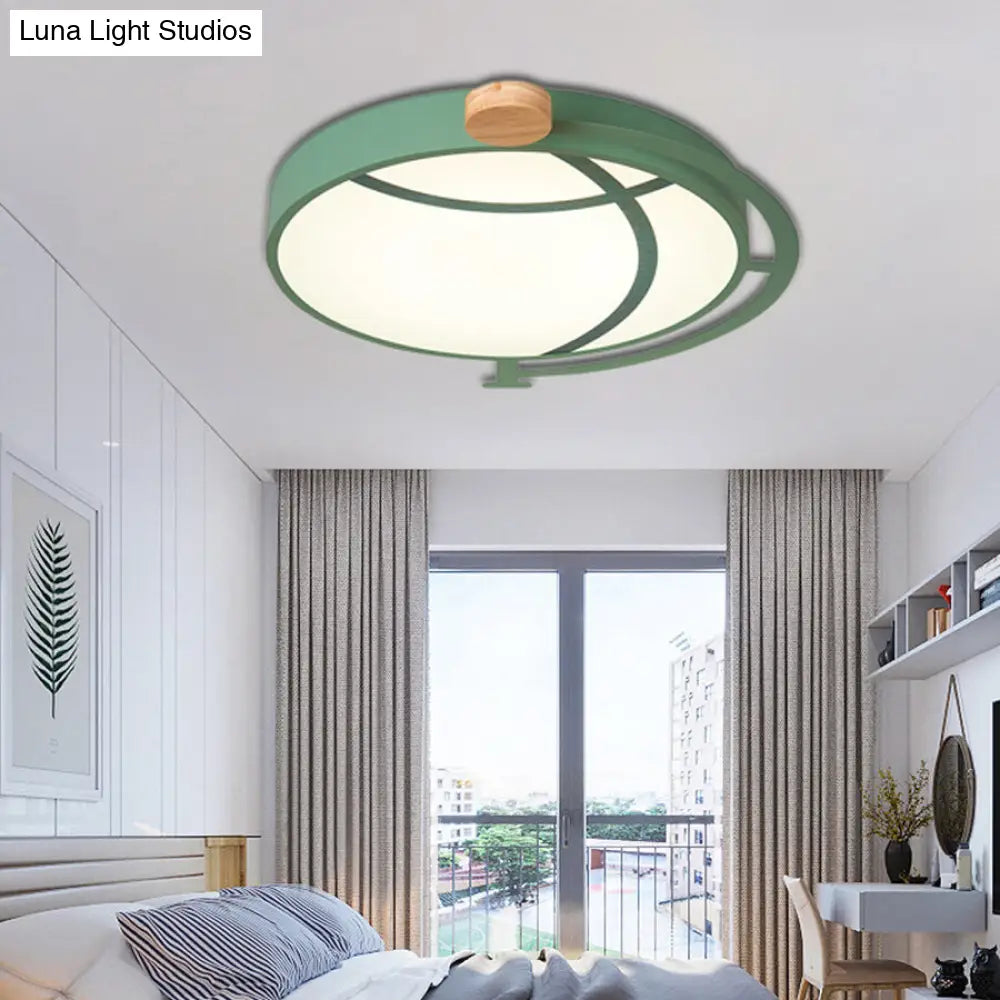 DecorBites™ Cartoon Tellurion Flush Mount LED Ceiling Light in Green/Gray - Acrylic Finish for Bedrooms