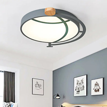 DecorBites™ Cartoon Tellurion Flush Mount LED Ceiling Light in Green/Gray - Acrylic Finish for Bedrooms