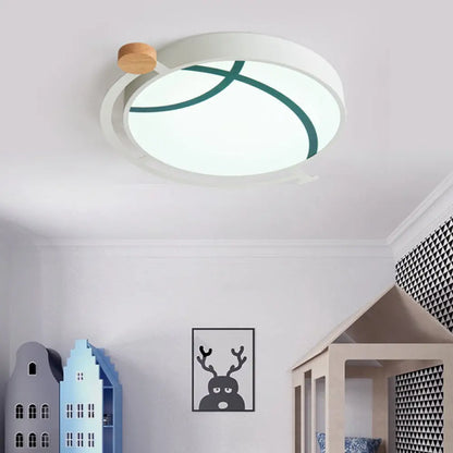 DecorBites™ Cartoon Tellurion Flush Mount LED Ceiling Light in Green/Gray - Acrylic Finish for Bedrooms