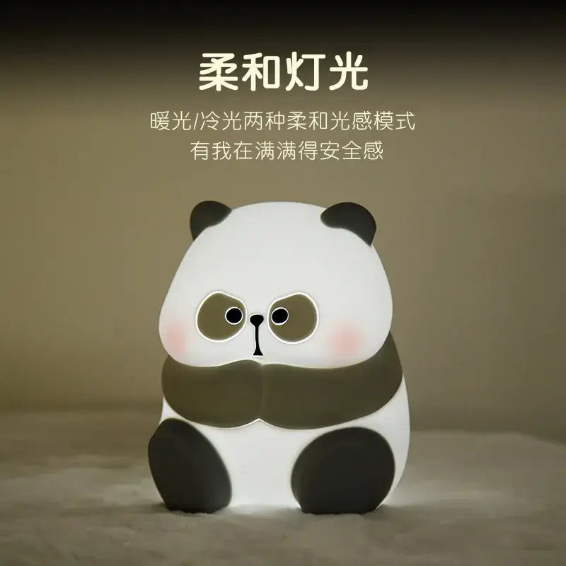 Cute white and black panda silicone night light with soft warm and cool lighting modes for kids room decorbites cartoon decor