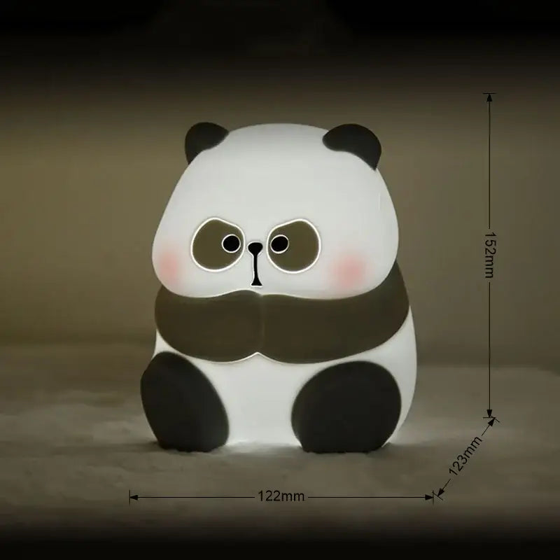 Cute white and black panda silicone night light with glowing eyes for kids room decorbites cartoon silicone night light